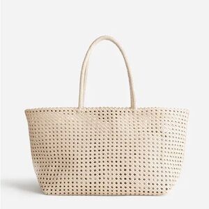 NWT Madewell Leather Cane Woven tote Alabaster ivory